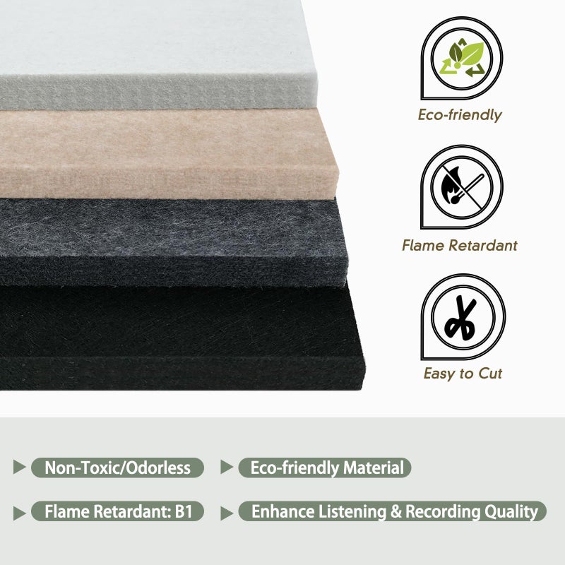 TroyStudio Thickened Acoustic Panels, 16 x 12 x 0.5 Inches Pack of 6 Felt Wall Decor Tiles Sound Absorbing Board, Noise Reverb Echo Dampening Soundproof Padding for Door Music Recording Home Studio - Image 4